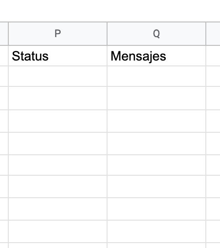Vista de las columnas reservadas