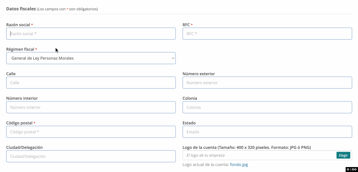 Imagen con movimiento que muestra la inserción de datos en los campos